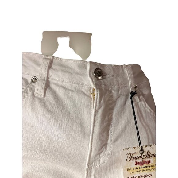 nwt white spandex poly viscose blend capri button fly 5 pocket jeans - Picture 3 of 5